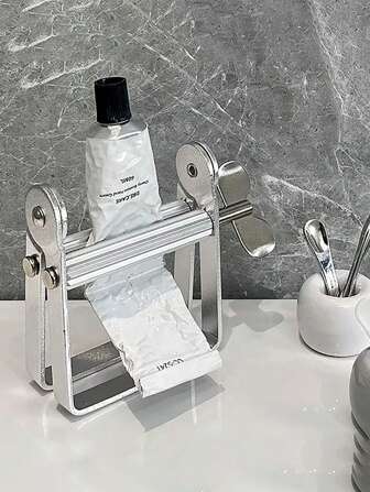 1pc Stainless Steel Toothpaste Squeezer, Silver Toothpaste Dispenser, Hand Cream Squeezer, Bathroom Toothbrush Holder, Toothpaste Dispenser; Aluminum Alloy Hair Dye Dispenser, Toothpaste Squeezer, Hair Dye Dispenser, Facial Cleanser Dispenser; Manual Metal Toothpaste Squeezer, Hair Dye Dispenser, Toothpaste Clip Stainless Steel Home Bathroom Decor Fall Decor Back To School