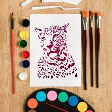 1pc Leopards Pattern Hollow Template Animal Leopard Painting Template For Fabric, Picture Frame, Wall, Crafts DIY Spray Painting Leaking Printing Plate