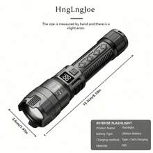 1pc Strong Light LED Flashlight,Portable Waterproof RechargeableTorch, Type-C Rechargeable Multifunctional Zoom Telescopic Flashlight For Outdoor Hiking Emergency Camping