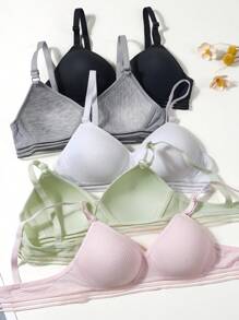 5 PCS Girls Teen Underwear Comfortable Breathable Bra Fixed Triangle Coaster Growing Girls Underwear Suitable For 13-16 Years Old