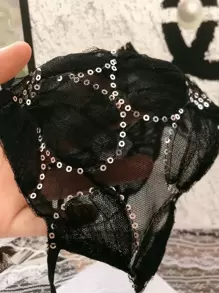 女士蕾丝薄款水晶亮片夏季双层防晒口罩，高吸水性透气网眼 - 亮片口罩 - 查看 6