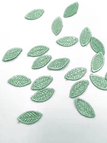 20 件绿叶 DIY 服装装饰补丁，刺绣花卉家居工艺配件 - 綠色 - 查看 3