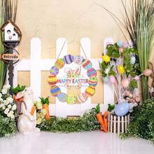 Osterdekoration Türkranz für Eingangstür, Wandschilder, Hasendekoration für den Frühling, Cut Out Hasenzeichen, Blume Ei Willkommen Hängen für Heim Wanddekoration, Party, drinnen und Outdoor, fröhliche Ostern