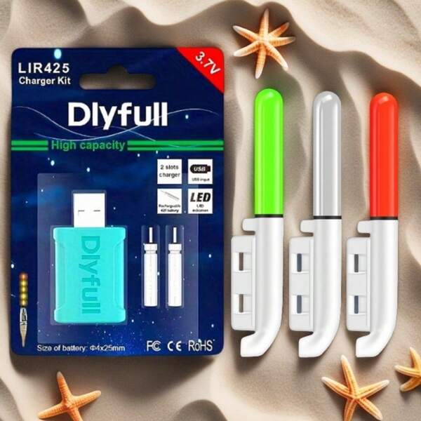 NEW Rod Tip Light + CR425 Rechargeable Battery Charger Kit Fit Night Electronic Fishing Are Used For Hook Detection, Color Changing Tips, Casting, Sea Rods, Fluorescent Night Glow Sticks, And Shore Fishing Alarms Luminous Float Set