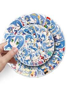 50pcs Cute Lucky☆Star Izumi Konata Mix 1.5-2.0 Inches PVC Cartoon Waterproof Graffiti Stickers For Office Supplies Phone Motorcycle Helmet Computer Cars Guitar Boot Home
