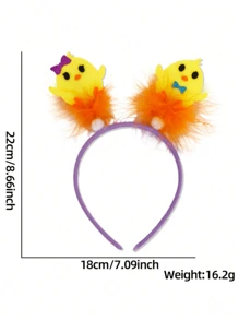 1 件复活节小鸡兔耳朵头带，复活节兔子装饰发带成人，节日服装配饰生日