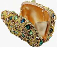 Sparkly Women Crystal Clutch Rhinestone Purse Diamond Evening Bag Bridal Evening Clutch For Prom Cocktail Party - Guld - Visa 2