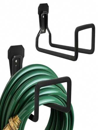 金属花园软管支架重型水管悬挂器壁挂式花园水管挂钩车库软管存储支架收纳器花园壁挂式支架带两个螺丝