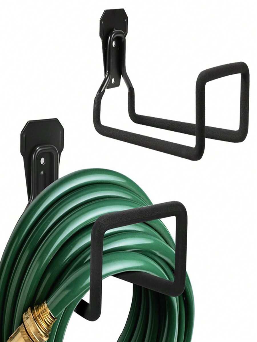 金属花园软管支架重型水管悬挂器壁挂式花园水管挂钩车库软管存储支架收纳器花园壁挂式支架带两个螺丝