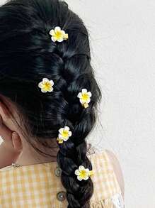 5件套女士时尚花朵发夹，可爱迷你雏菊发卡，优雅公主风花朵发爪，Y2K仙女风发饰，适合日常佩戴、上学、度假装扮，头部配饰，发夹 - 黃色 - 查看 5