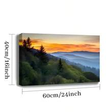 1 Pc Framed Great Smoky Mountain Sunrise Landscape Wall Art Canvas Poster Painting Wall Decor For Bedroom Living Room - 彩色 - 查看 8