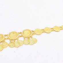 1 pièce Chaîne de taille longue en métal avec pendentif de pièce de style bohémien, accessoire de perle de fantaisie vintage pour femmes, ceinture de taille rétro