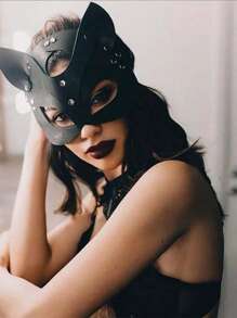 1 Piece Handmade Female PU Leather Cat Mask - Gothic Erotic Costume Accessory - For Cosplay Couple Dating And Party Performance