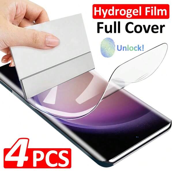 4pcs Hydrogel Film Screen Protector Compatible With Samsung Galaxy S25 S24 S23 S22 S21 S20 Ultra Plus A54 A53 A52 A51 S20 S21 S23 S24 FE Full Coverage Screen Protector Compatible With Samsung Galaxy S25 Ultra S24 S21 S23 Ultra FE Plus Gift For Birthday, Family, Friends Phone Screen Protector, Phone Accessories
