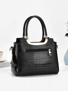 Classic Solid Color Crocodile Texture Square Handbag, Tote Bag, Ladies Commuter Shoulder Bag, Best Mother Day Gifts Ever