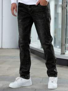 Men's Elastic Simple Daily Pockets Denim Jeans