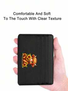 1pc Multi Compartment Ultra-Thin Card Holder With Highland Cow Pattern Holding A Small Calf With Sunflower Flowers Carrying This Leopard Print Bow Pink Bow Daily Bank Card Id Card Manager And Protective Case Simple Design Lightweight Multi-Layer Portable Coin Pocket Small Wallet Suitable For Driver's License For Men Wallet Mini Wallet Purse Wallet Card Wallet - Black - View 9