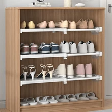 1 pieza Divisor blanco de plástico ajustable - De pie, sin taladro, estantería expansible ahorra espacio, para armario, cocina y baño, sistema independiente, capacidad inferior a 0,09 metros cúbicos