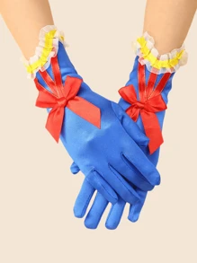 1/10双儿童牛奶丝手套，冰雪公主服装配饰，舞台表演公主裙魔法手套，适合演出、角色扮演、派对，是送给孩子的绝佳礼物 - 黃色 - 查看 8