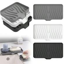 1-Pack Silicone Drain Soap BoxBathroom Anti-Slip Sink Tray Creative Washing Table Soap Tray Free Punch Drain Rack
