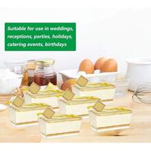 25/50个装塑料甜点杯，容量140毫升，长方形透明塑料甜点杯，尺寸9.8 x 4.7 x 4.5厘米，可重复使用，适用于甜点、布丁、慕斯和派对小吃。 - 無色 - 查看 8