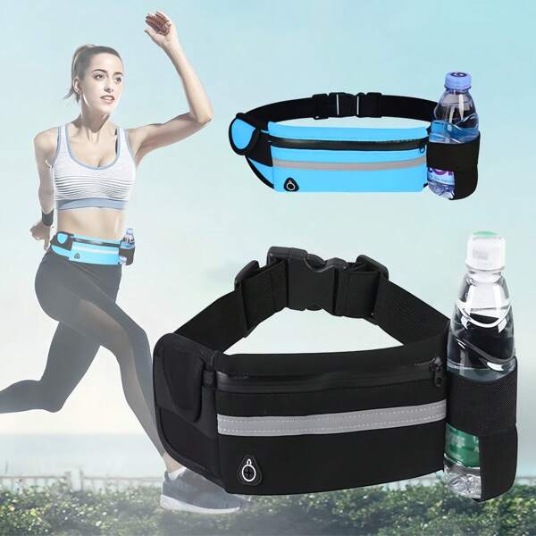 Pachet de talie pentru alergare reglabil cu buzunare, geantă sport unisex pentru drumeții, fitness, ciclism, se potrivește telefonului și sticlei de apă, centură elastică în talie