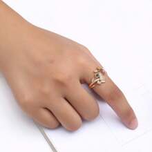 1 pieza Anillo de zirconia cúbica sintética de moda, accesorio de joyería de uso diario minimalista para mujeres