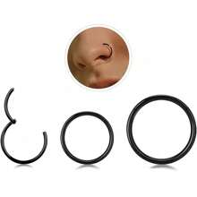 18g 防过敏 316L 不锈钢铰链鼻环，适合女性和男性，鼻钉，软骨环，雏菊耳环，耳环，开瓶器 - 银色 - 如圖所示 - 查看 11