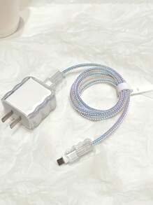 5pcs/Set Transparent Wave-Shaped Protective Case Compatible With IPhone 11/12/13/14/15/20w Charger & Cable Cable Protector, Charger Protector - Clear - View 3