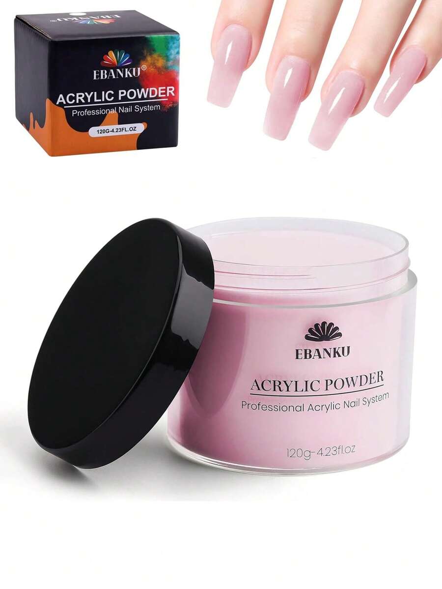 120g/4.23oz 裸色亚克力粉，专业亚克力指甲延长粉，大容量，适合指甲造型和持久效果，无需灯，亚克力按压指甲 - 淺粉色 - 查看 1