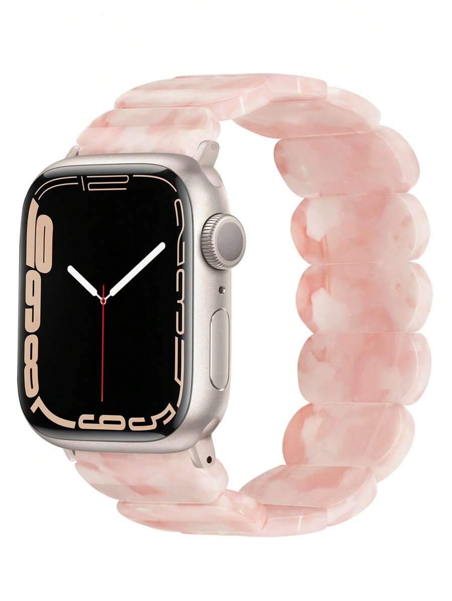 1 curea AppleWatch drăguță și drăguță pentru femei, curea elastică din rășină de formă ovală, ușoară, respirabilă și ușor de purtat, rezistentă la apă și zgârieturi, compatibilă profesional cu Ultra 2/1, SE S11/10/9/8/7/6/5/4/3/2/1, disponibilă în dimensiunile 38/40/41 mm, 42/44/45/49 mm, 42 mm pentru S10, 46 mm pentru S10. - floare roz - Vizualizare 1
