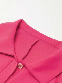 Astylish Plain Half Sleeve Button Collared Loose Oversized Shorts Romper With Pocket Summer Outfits For Women