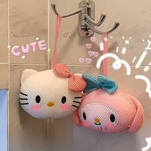 Sanrio Sanrio Hello Kitty badpuff: zacht, luxe net, rugreiniger, verbeterde bubbelverspreiding, perfect voor een luxe badervaring. Badkamerinrichting voor thuis, zomer.