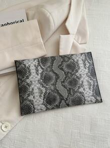 1pc PU Leather Snake Skin Pattern Color Block Handbag Envelope Clutch, Lightweight And Convenient For Daily, Date, Party, Gift - Multicolor - View 5