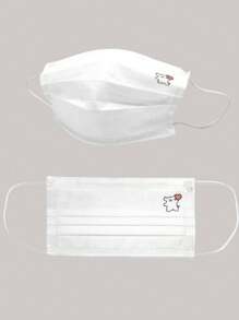 10pcs Minimalist Puppy Line Pattern Disposable 3-Ply Face Masks, Cute Cartoon Design, Individual Packaging - Multicolor - View 4