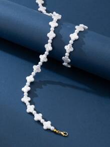 1 Set Fashion Faux Pearl Clover Bracelet & Necklace Set