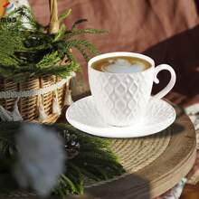 Juego de 12 tazas y platillos, tazas de café de cerámica con platillos, tazas para beber en el desayuno, el té, en casa