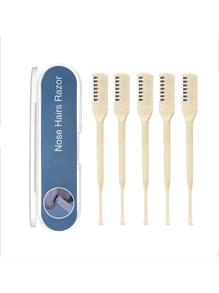 5pcs-2-In-1 Nose Hair Trimmer, Nasal Hair Cutter, Nostril Hair Remover Tool, Hair Remover, Portable Manual 360° Rotating Nose Hair Trimmer With Ear Picker For Women Men