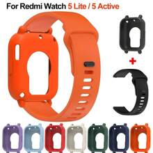Silicone Case + Strap Compatible With Redmi Watch 5 Lite / 5 Active Repacement Bracelet Belt Smart Watchband Protective Shell Cover