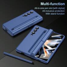 1 件蓝色手机壳带触控笔，适用于三星 Galaxy Z Fold6 Fold5 Fold4 Fold3，带轴铰链保护带、钢化玻璃屏幕保护膜、支架、带笔槽的全身保护壳 - 藍色 - 查看 11