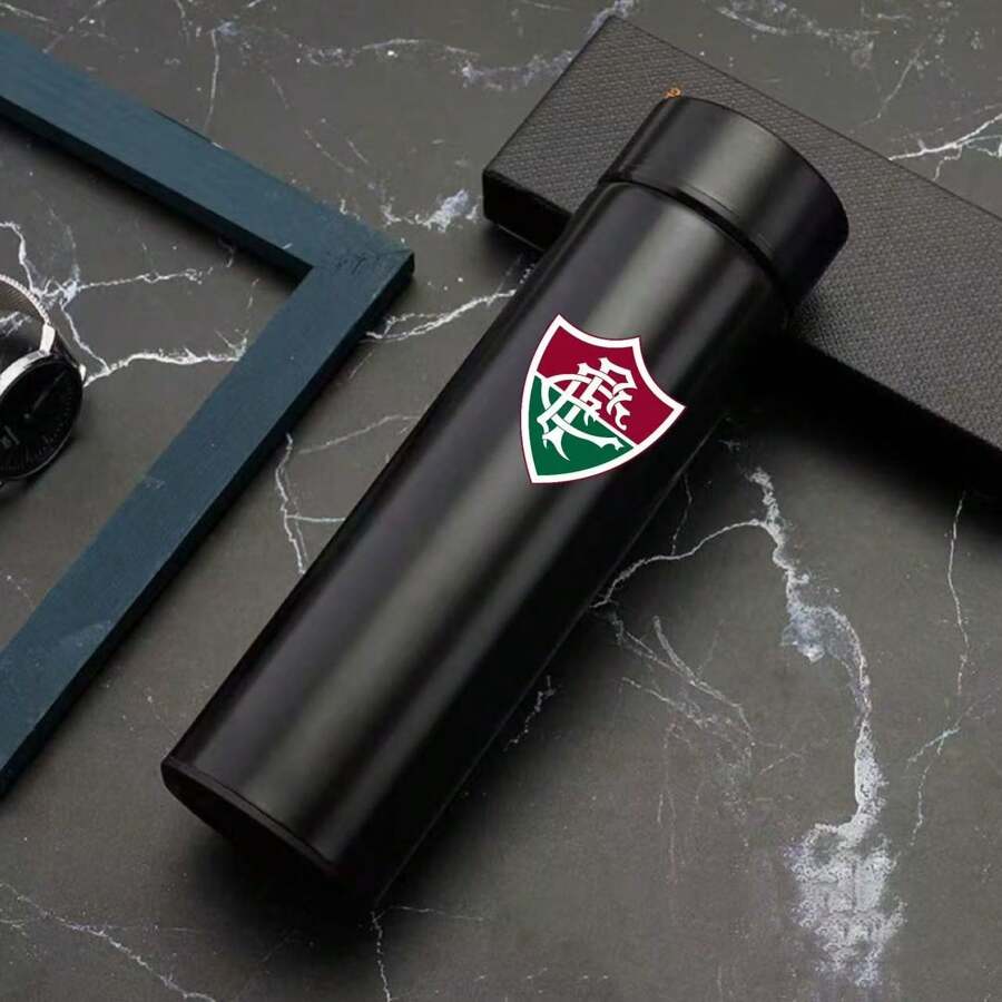 Personalized Football Team Bottle With Led Digital Temperature Meter 500ml - Fluminense Preto - View 1