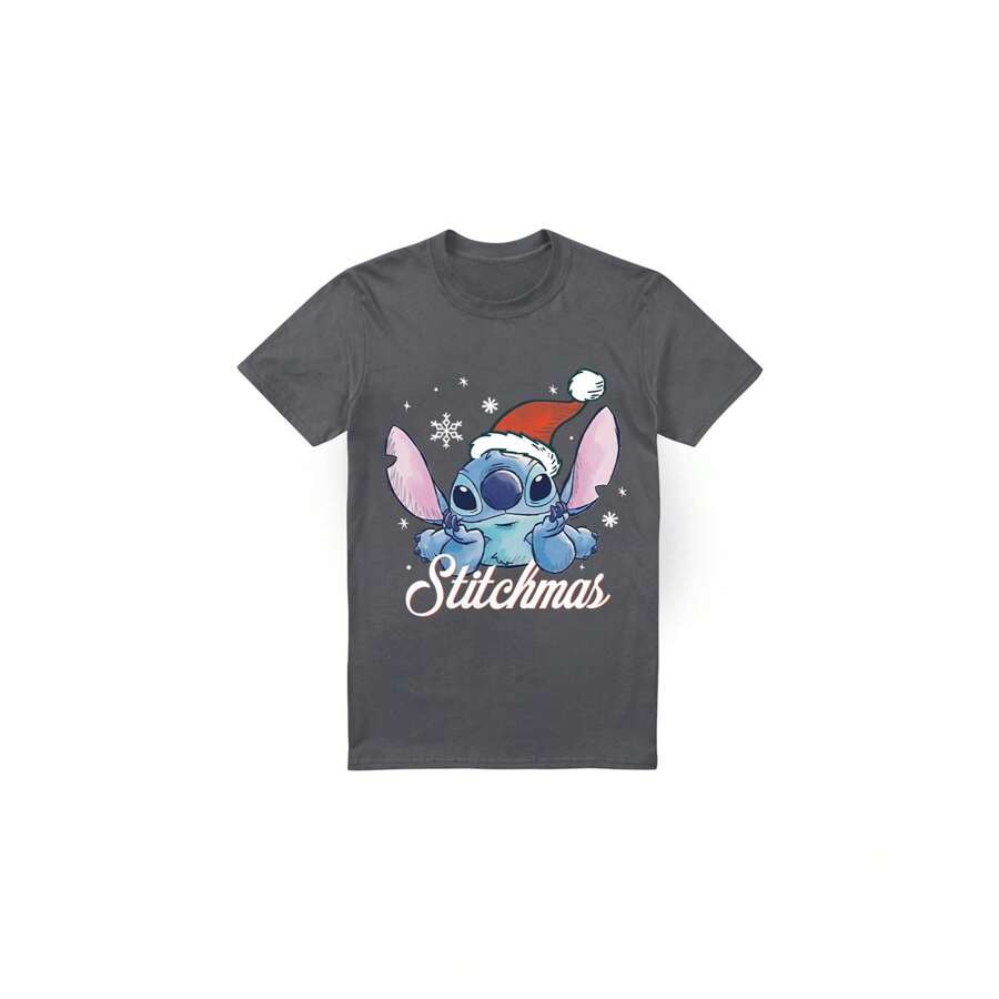 Disney Lilo & Stitch Mens A Stitchmas Christmas T-Shirt (Charcoal)