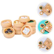 Miniature Steamed Bun Decorative Toy Food, New Simulation Small Steamer Bread Food Model, Tiny Steamer Recognition Miniature Supermarket Food Snack Dumpling Kitchen Decor, Play House Toys For Festival Gifts - Multicolor - View 3