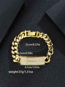 1 件欧洲和美国嘻哈珠宝锆石项链 10 毫米光滑链条，男士嘻哈骑行者链条项链，几何手链 - 鑲鑽款 - 查看 6