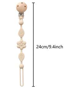 1pc Silicone Chupeta Clips Para Bebê, Flor Design Chupeta Clips, Macio Flexível Binky Clips Com Textura Para Bebê Menino E Menina - Bege - Ver 3