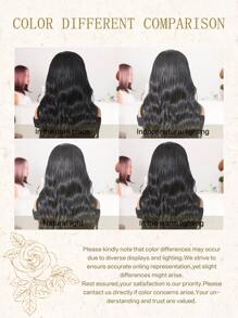 Peluca sintética con parte 13X4X1, cabello ondulado de 26 pulgadas de color negro, fabricada con fibra sintética importada de Japón, resistente al calor. Peluca sintética de alta calidad, suave y natural, ideal para uso diario.