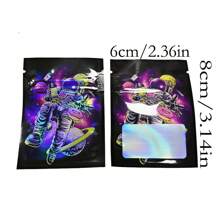 100 piezas de bolsas Mylar con cierre zip resellable, de 6*8 cm, bolsas de empaque de plástico holográfico láser con ventana, a prueba de olores, a prueba de olor, bolsas de almacenamiento selladas extra pequeñas