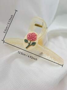 1 件韩国 3D 玫瑰蝴蝶结透明亚克力发夹，简约马尾发夹，适合日常使用