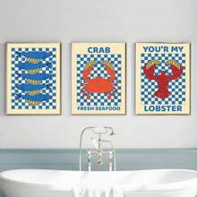 1pc Colorful Sardine Lobsters Crabs Fish Marine Animals Canvas Paintings Kitchen Living Room Home Decoration No Frame