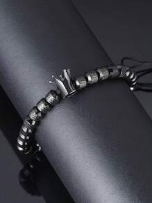 1 pulsera de hombre con diseño de corona, de acero inoxidable, ajustable, de color negro/plateado/dorado, hecha a mano, resistente a los arañazos, regalo para el Día de San Valentín, Día del Padre, primavera 2025